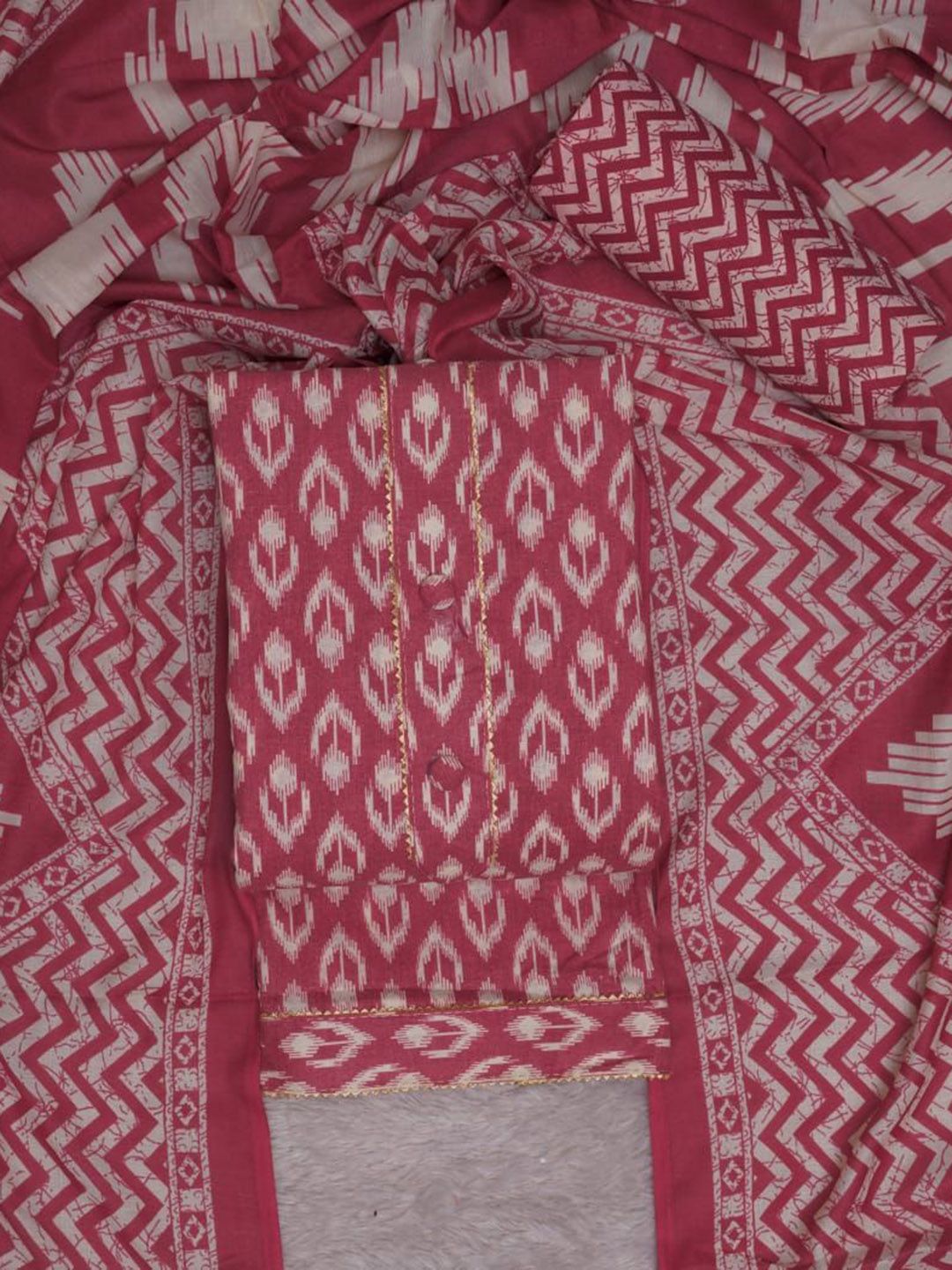 FashionsEye Ethnic Motifs Printed Unstitched Dress Material with Gota Patti-image-8