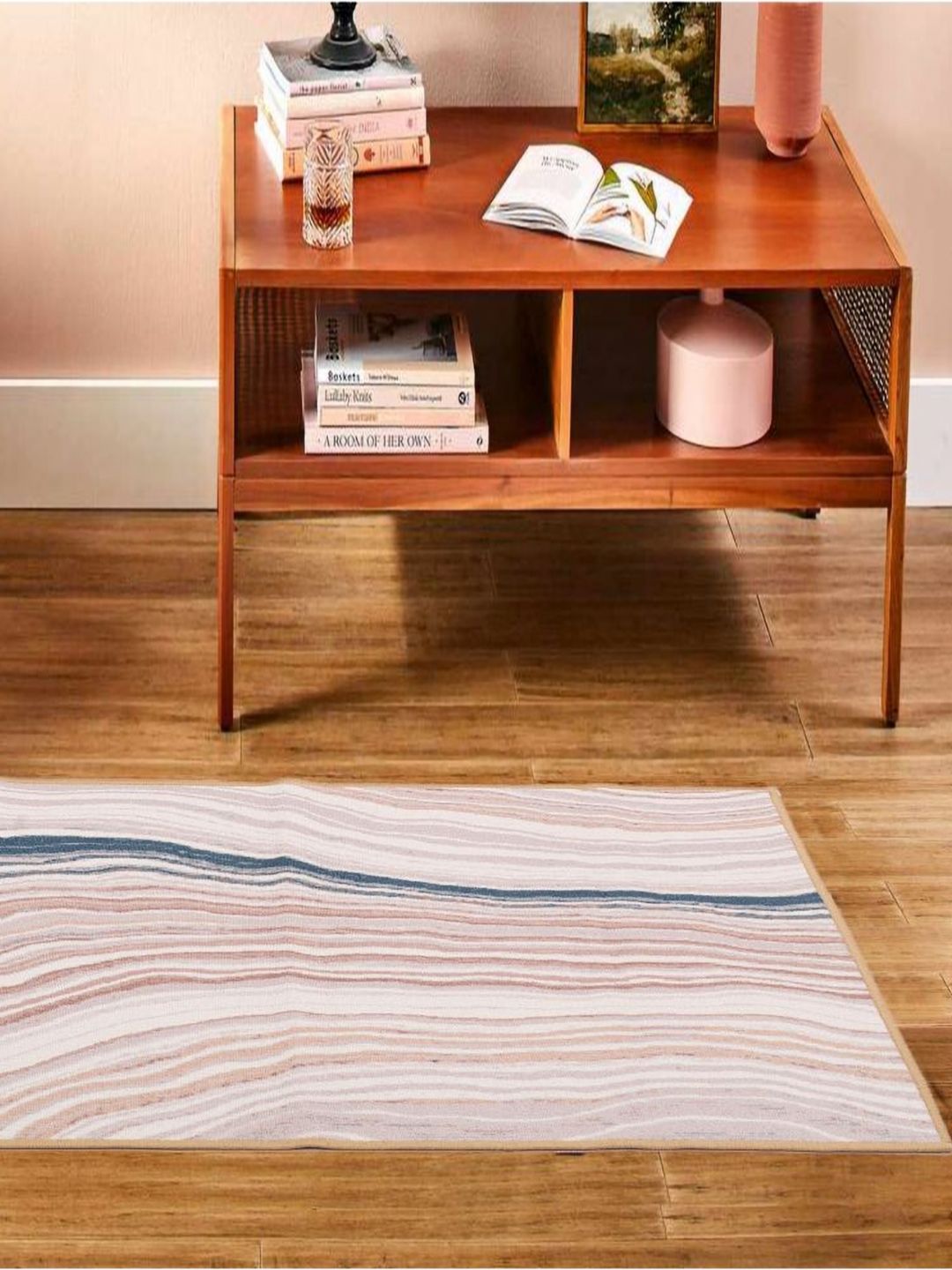 MODEFE Cream-Coloured Abstract Anti-Skid Nylon Carpet-picture-20