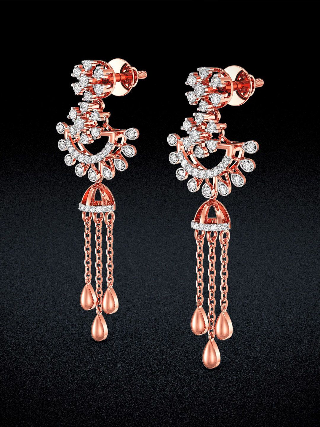 Joyalukkas Luxurious Floral Diamond Danglers-5.07 gm-image-37