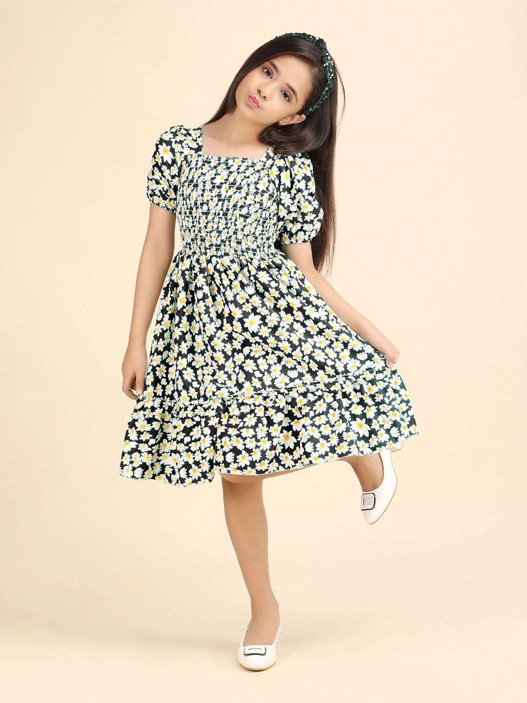 PTVIZE Animal Print Puff Sleeve Fit & Flare Dress-picture-16