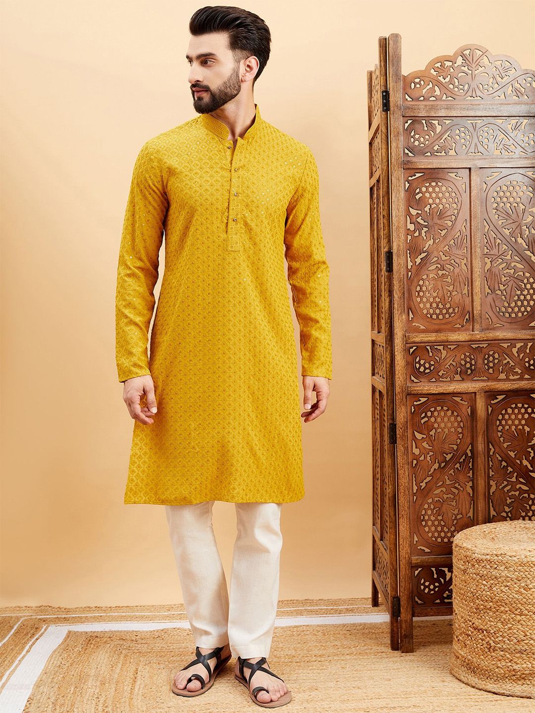 SWAGG INDIA Men Geometric Printed Festive Straight Kurta-picture-24