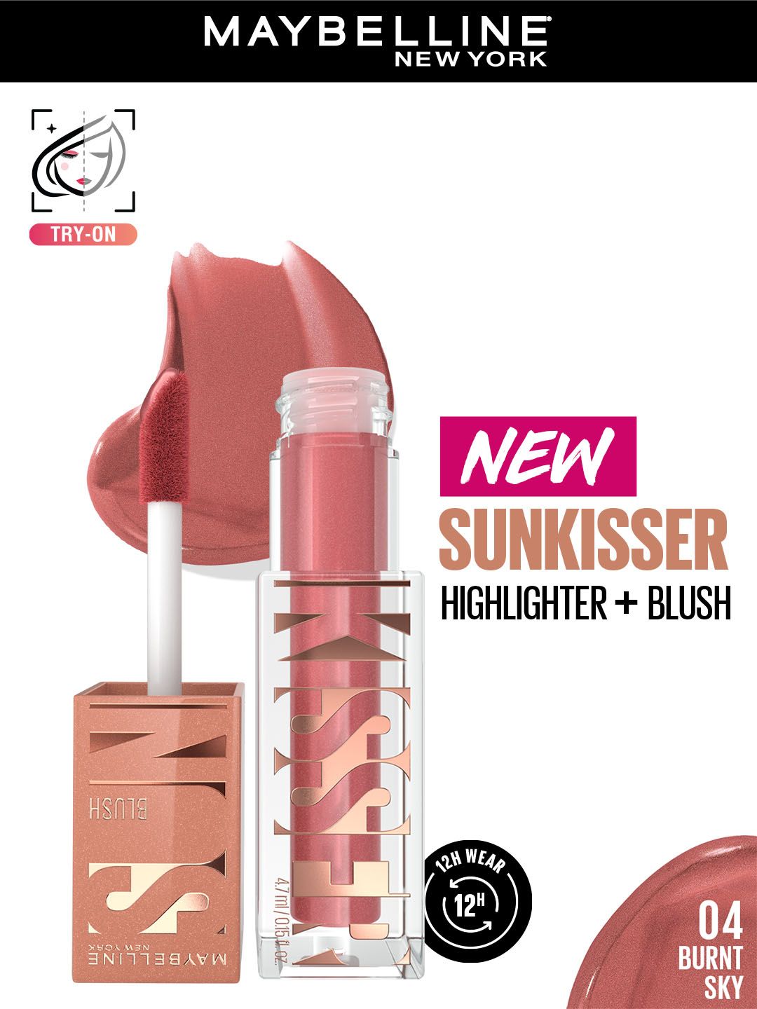 Maybelline New York Sunkisser 12H Wear Lightweight Highlighter+Blush 4.7g - Burnt Sky 04-picture-23