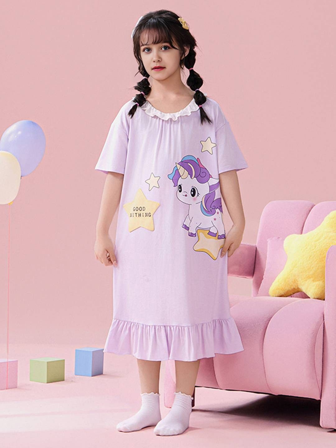 INCLUD Girls Printed Nightdress-picture-53