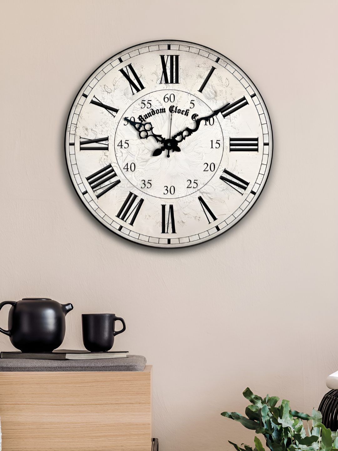 RANDOM Grey & Black Abstract Printed Analogue Contemporary Silent Wall Clock-image-20