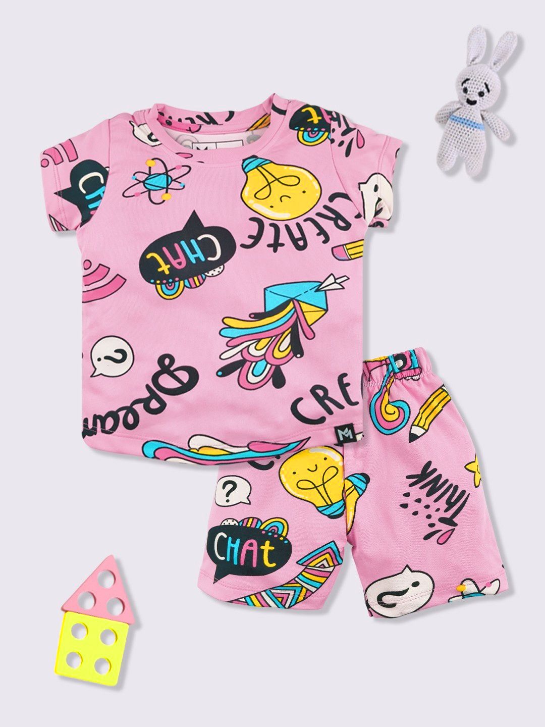YK X Minute Mirth Infant Girls Typography Printed T-shirt with Shorts-picture-33