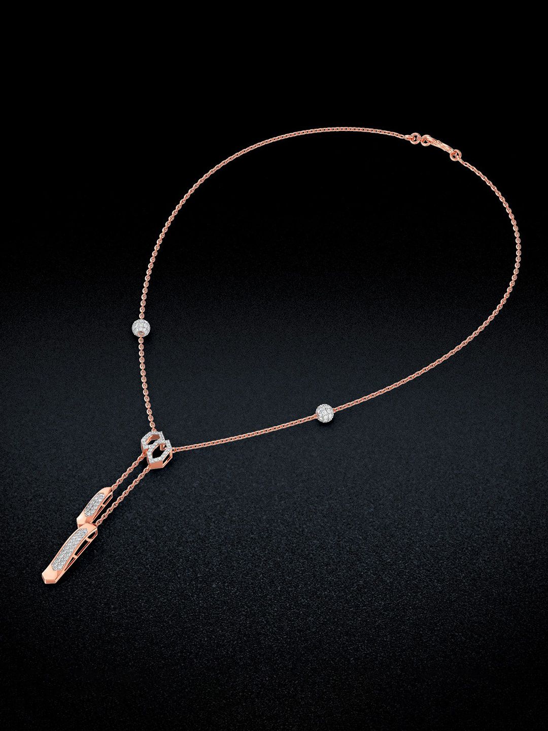 Joyalukkas Geometric Glow Drop Diamond Necklace-5.37 gm-image-41