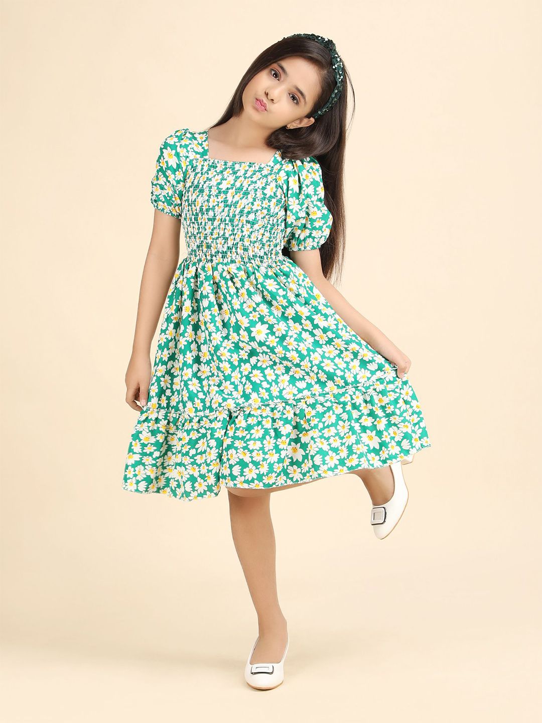 PTVIZE Floral Print Puff Sleeve Fit & Flare Dress-picture-33