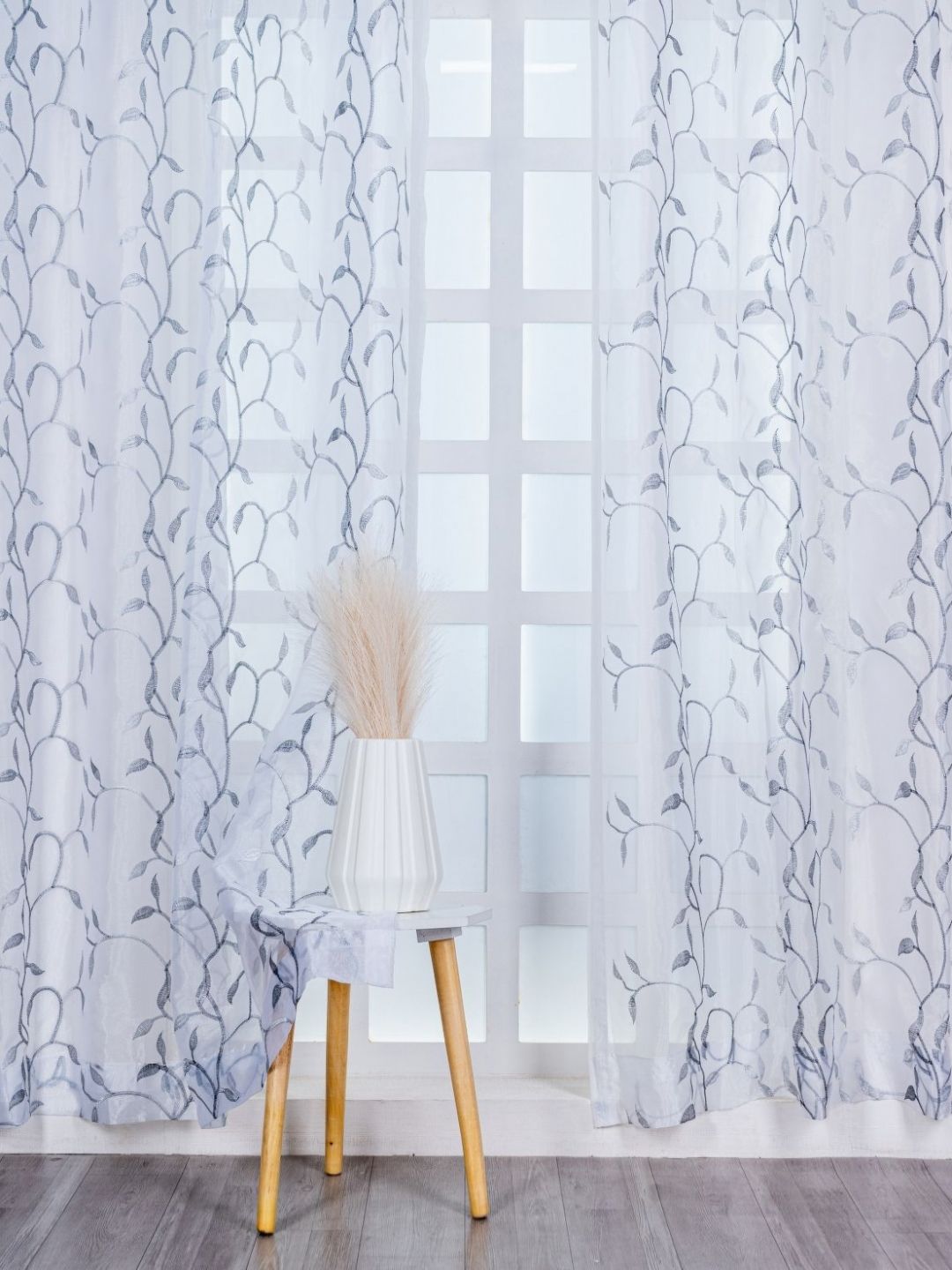 Parda Online White & Blue Set of 2 Ethnic Motifs Sheer Long Door Curtain-image-36