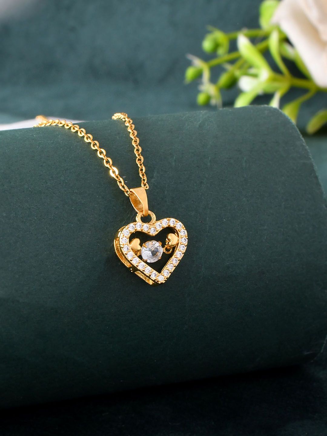PASU FASHION Unisex Gold-Plated Heart Shaped Pendant with Chain-picture-27