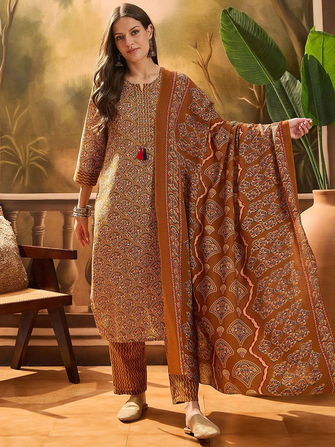 Stylum Women Ethnic Motifs Printed Kurta with Trousers & Dupatta