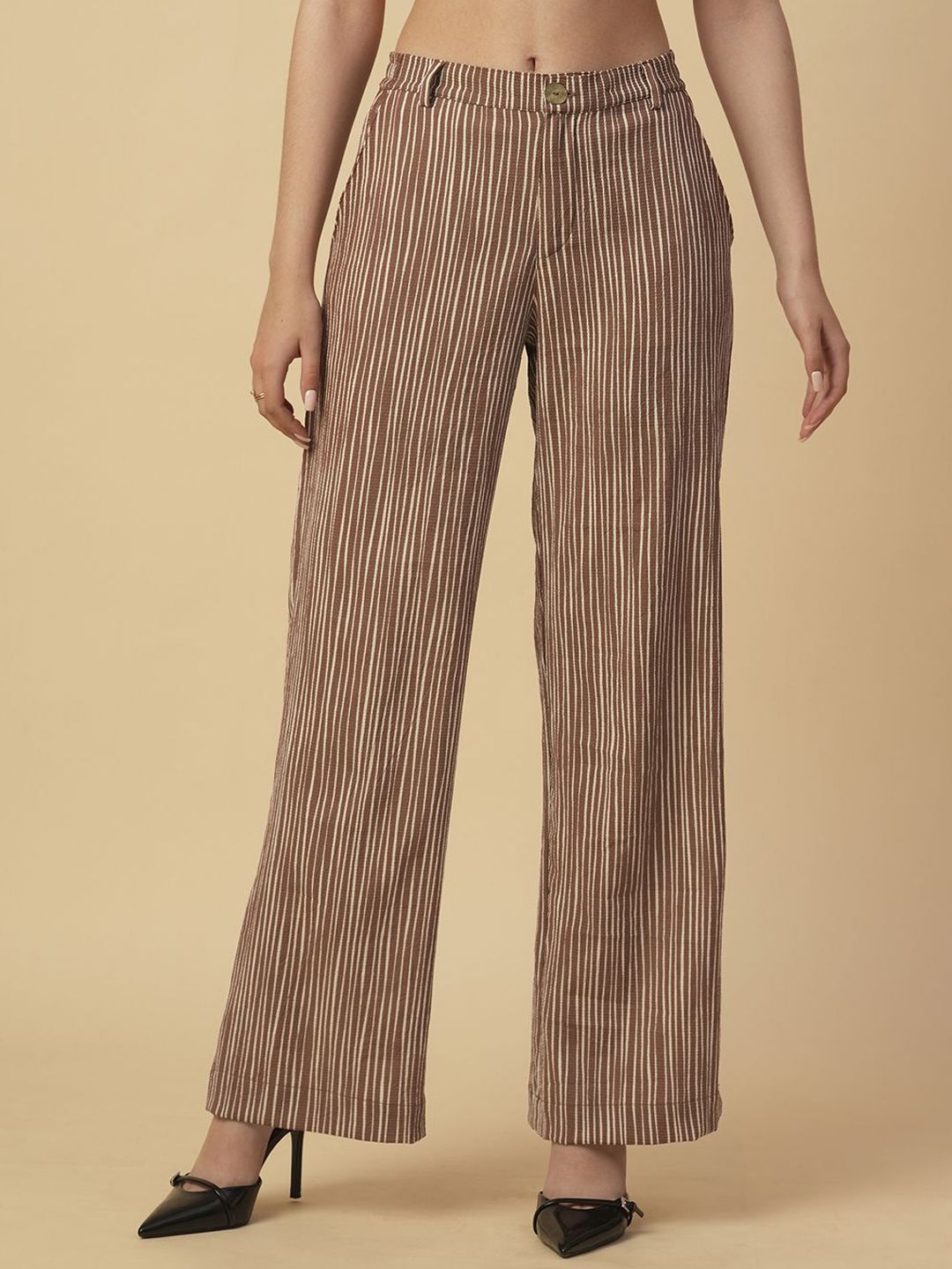 Chemistry Women Striped Straight Fit Trousers-picture-34
