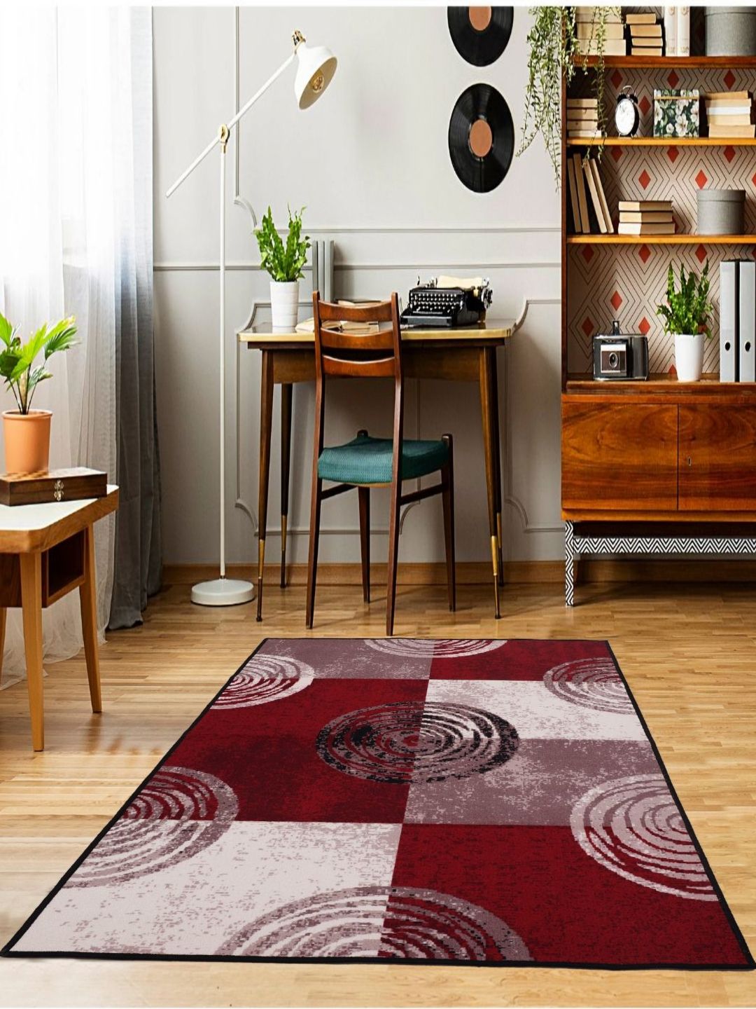 MODEFE Maroon Abstract Anti-Skid Nylon Carpet-picture-24