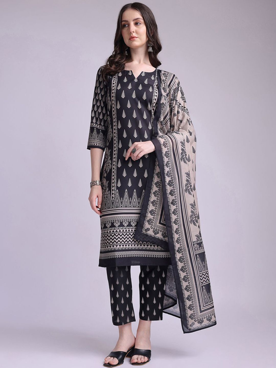 Anouk Women Ethnic Motifs Printed Regular Kurta with Trousers & Dupatta