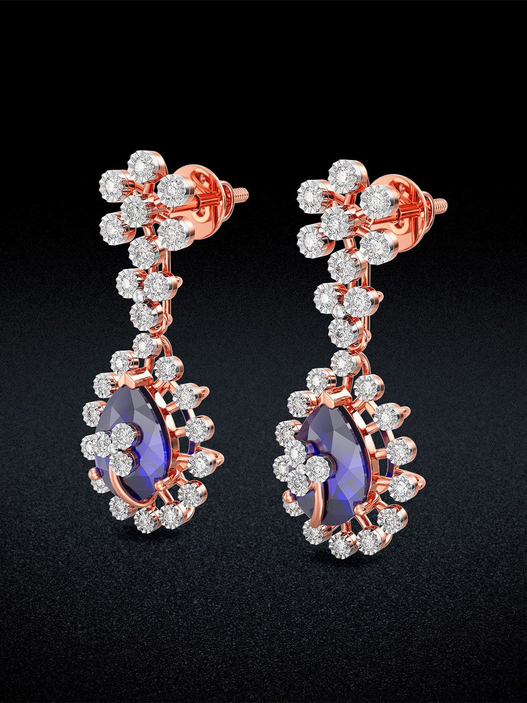 Joyalukkas Serene Blue Blossoms Diamond Earrings -5.85 gm-picture-14