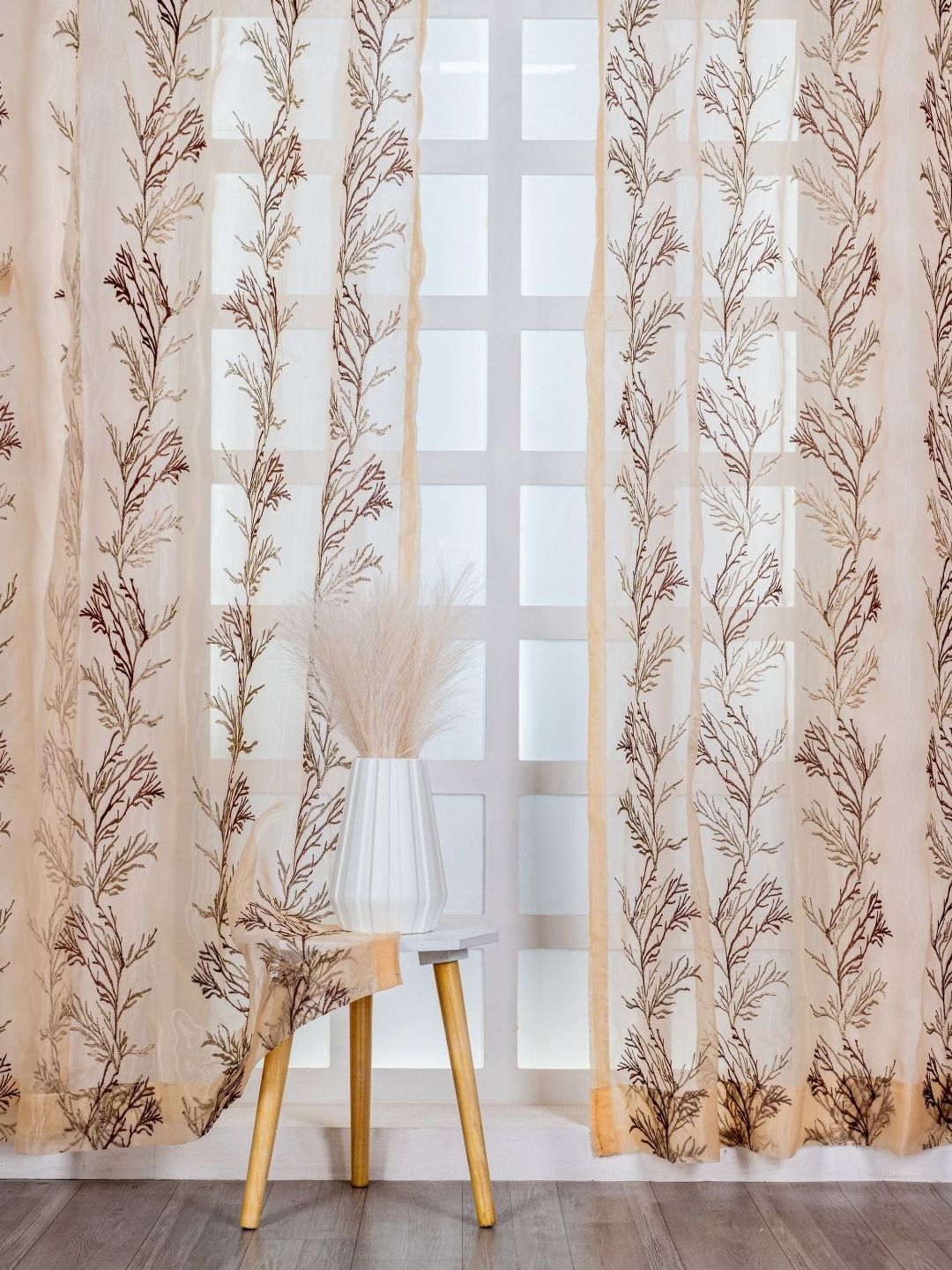 Parda Online Brown Set of 2 Sheer Long Door Curtain-image-13