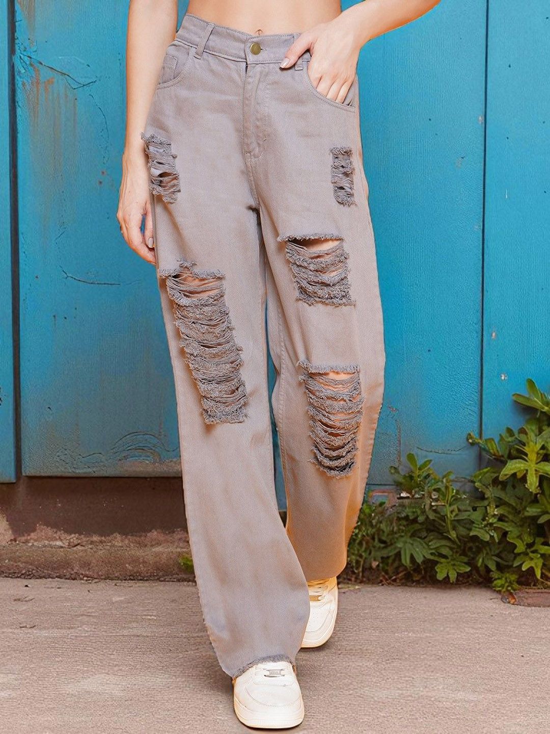 KATLINE Women Smart Regular Fit Mid-Rise Highly Distressed Stretchable Jeans-image-27