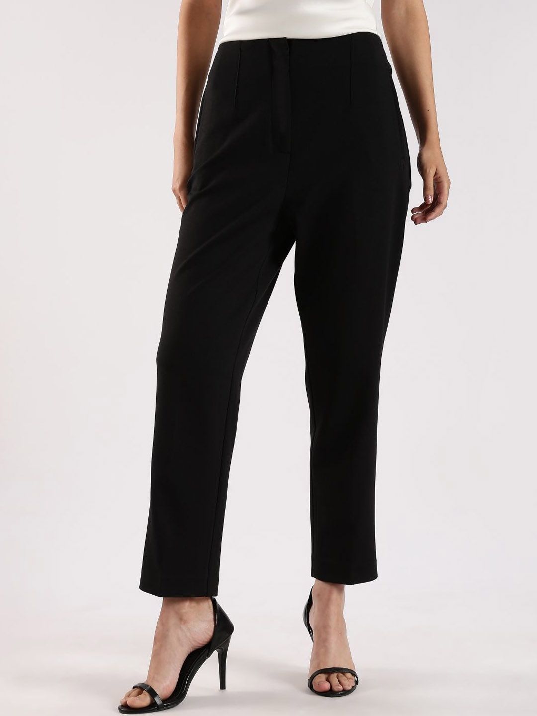 Calvin Klein Jeans Women Solid Regular Fit Mid Rise Formal Trousers-picture-25