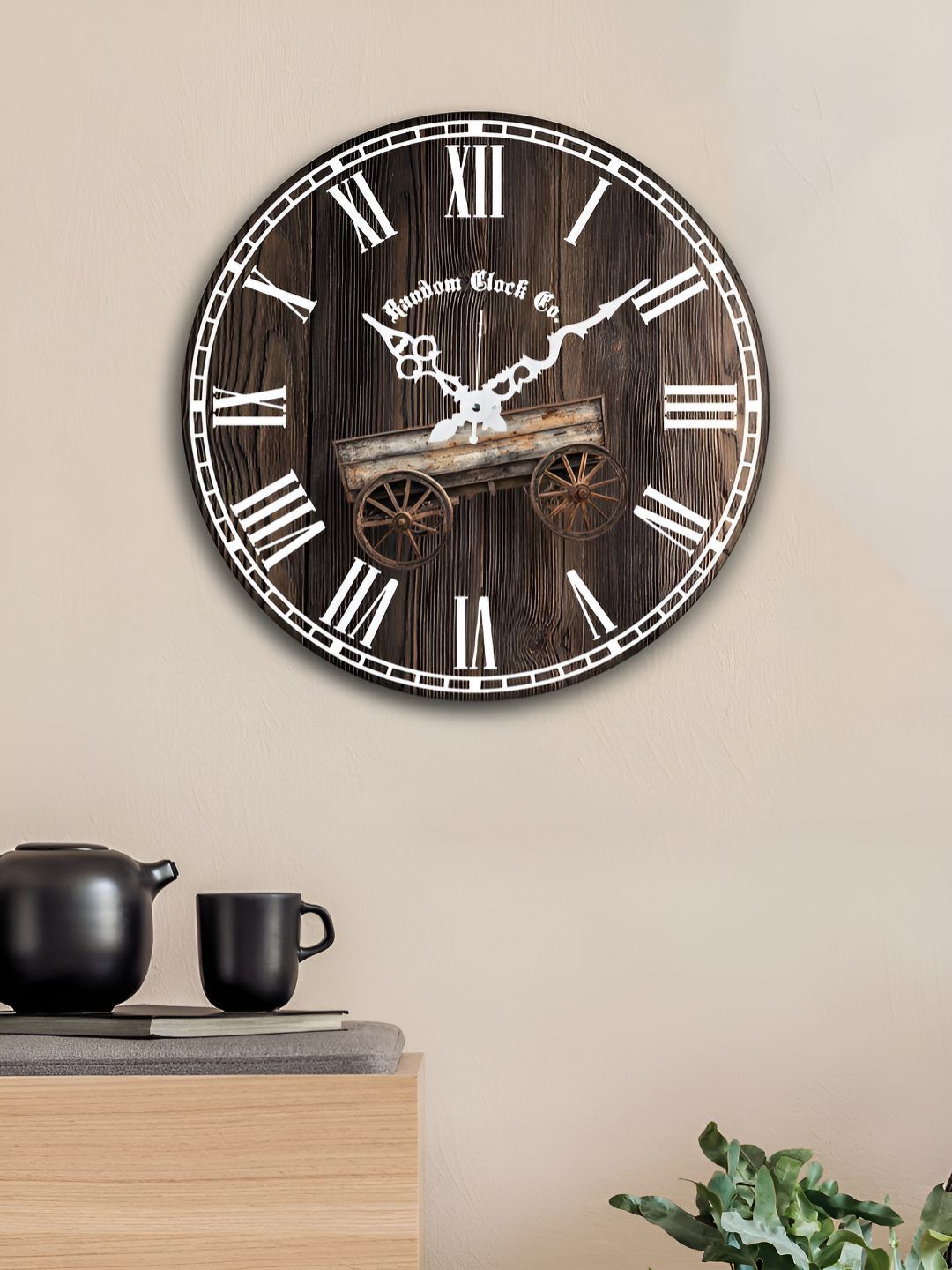 RANDOM Brown & White Abstract Printed Analogue Contemporary Silent Wall Clock-picture-29