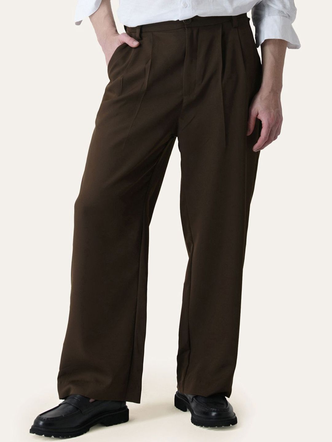 PERCH Men Relaxed Loose Fit Pleated Trousers-picture-13