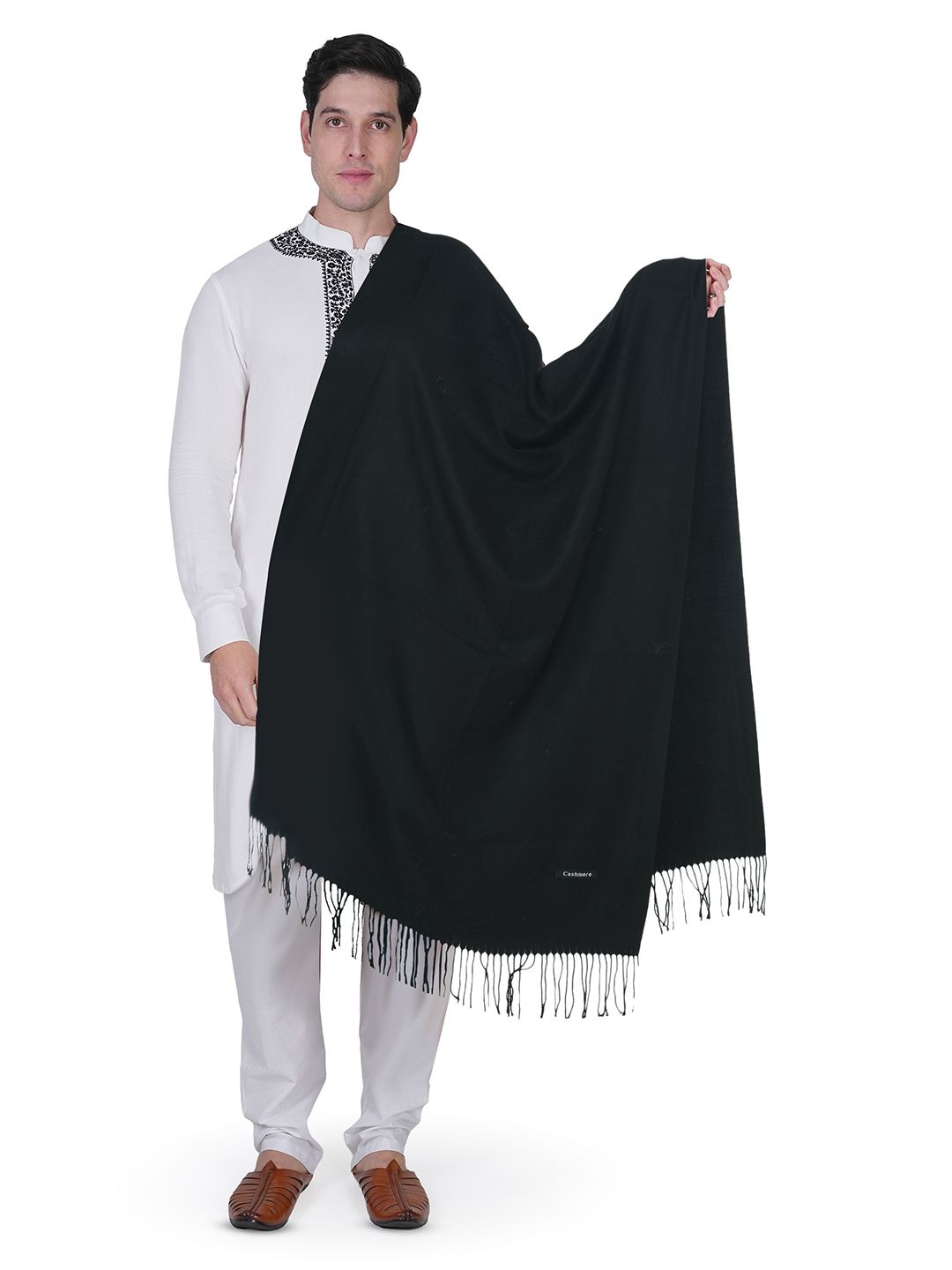 Manra Men Plain Stole with Tasselled-image-4