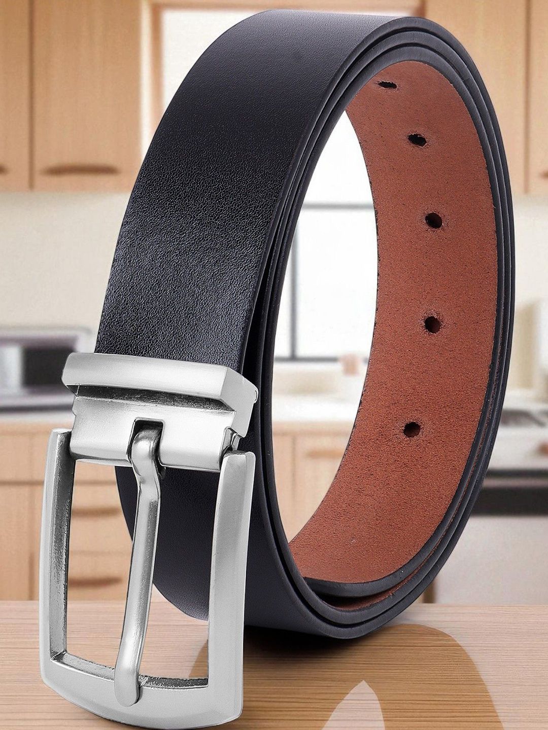 The Roadster Lifestyle Co Men Textured Leather Formal Belt-picture-25