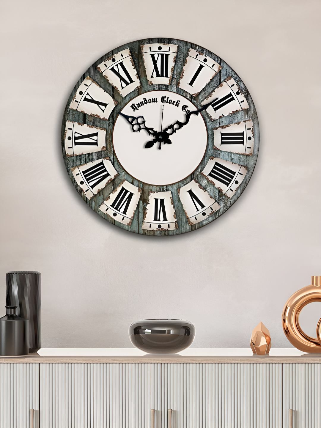 RANDOM Grey & White Abstract Printed Analogue Contemporary Silent Wall Clock-picture-25