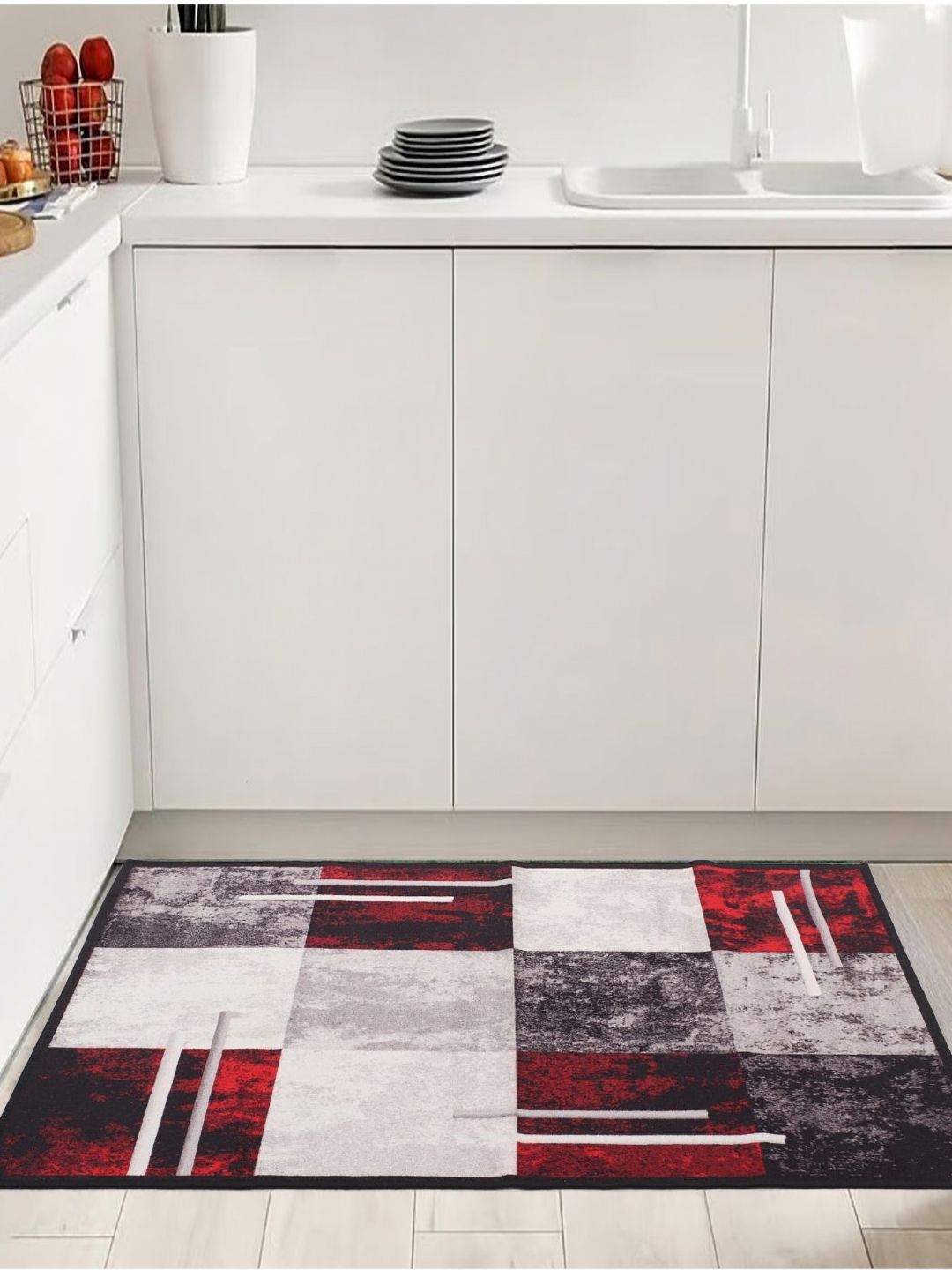 MODEFE Cream-Coloured Geometric Anti-Skid Nylon Carpet-picture-21