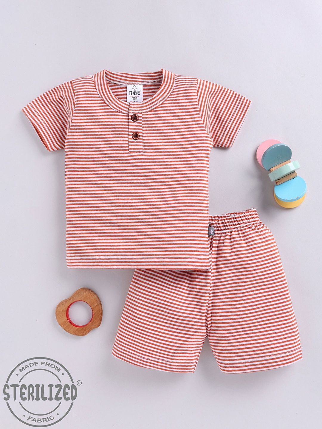 YK X Tinyo Infant Boys Striped Cotton T-shirt with Shorts-picture-13