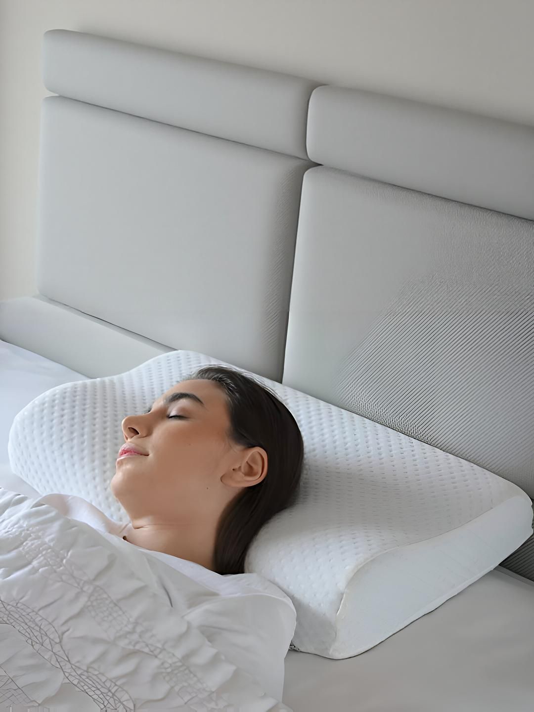 Cervical Contour Memory Foam Orthopaedic Pillow for Side, Anti-Snoring Relief & Stomach Sleepers-image-36