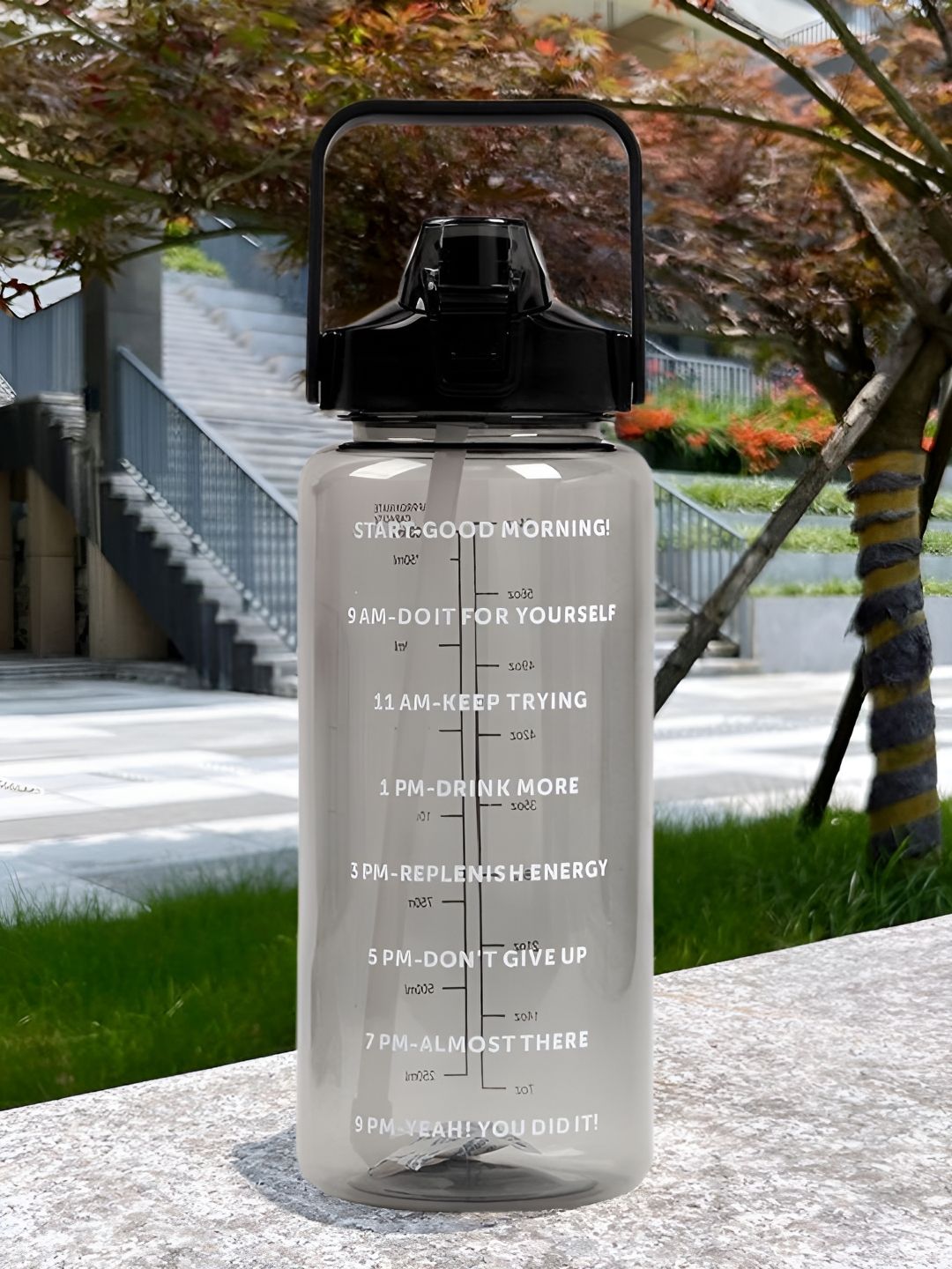 Aura Black & White Typography Printed Water Bottle-2000ml-picture-21