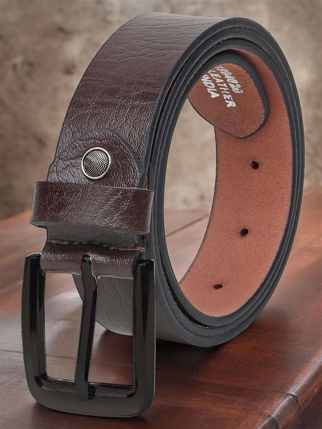 The Roadster Lifestyle Co Men Textured Leather Formal Belt-picture-15