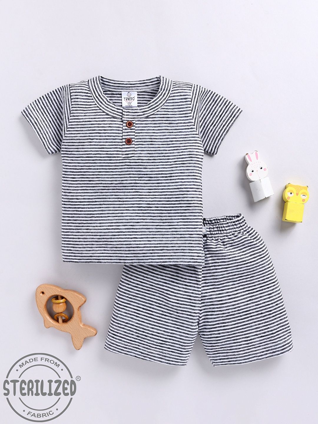 YK X Tinyo Boys Striped Cotton T-shirt with Shorts-picture-25