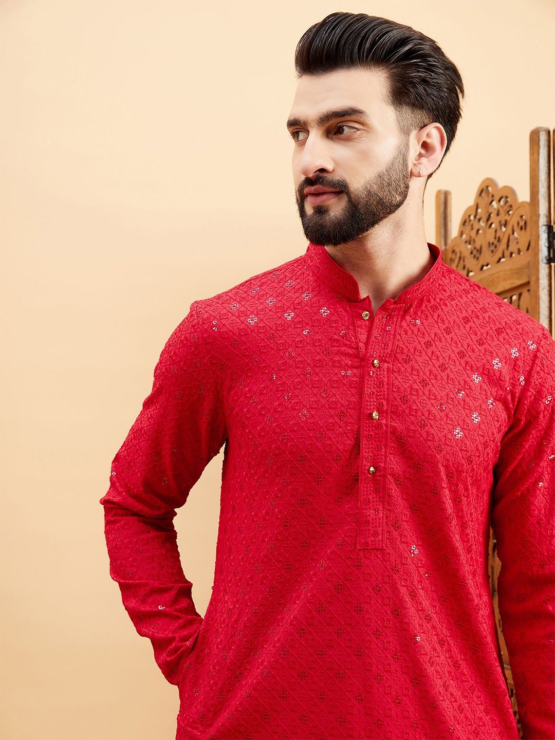 SWAGG INDIA Men Geometric Printed Festive Straight Kurta-picture-22