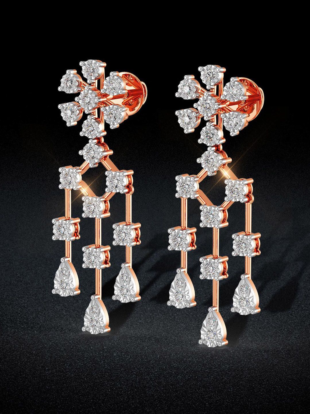 Joyalukkas Sleek Geometric Ensemble Diamond Earrings -6.91 gm-image-25