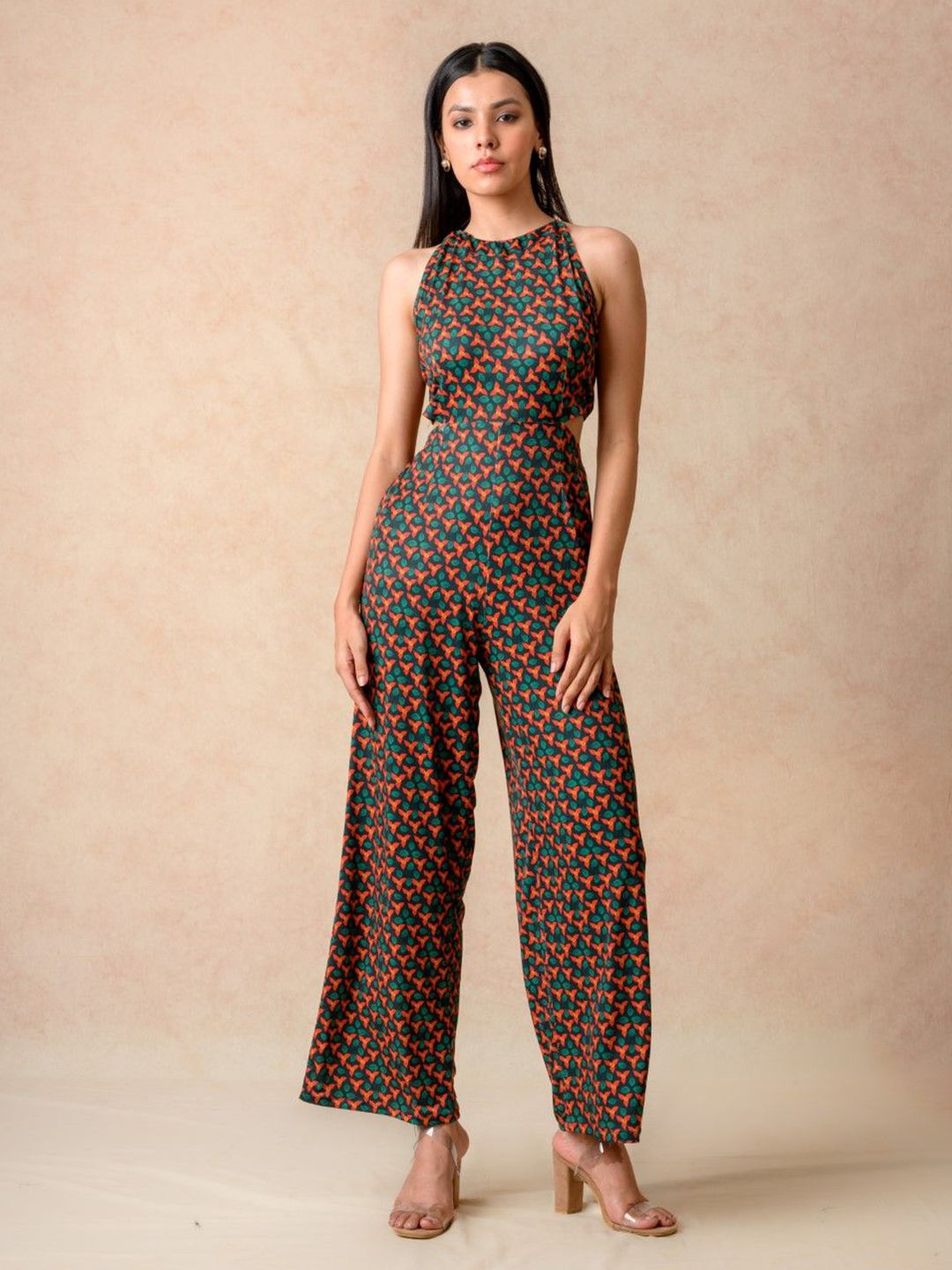 THETAA Women Printed Round Neck Sleeveless Basic Jumpsuit-picture-22