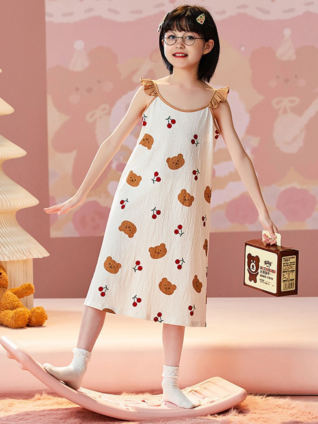 INCLUD Girls Graphic Printed Nightdress-picture-15