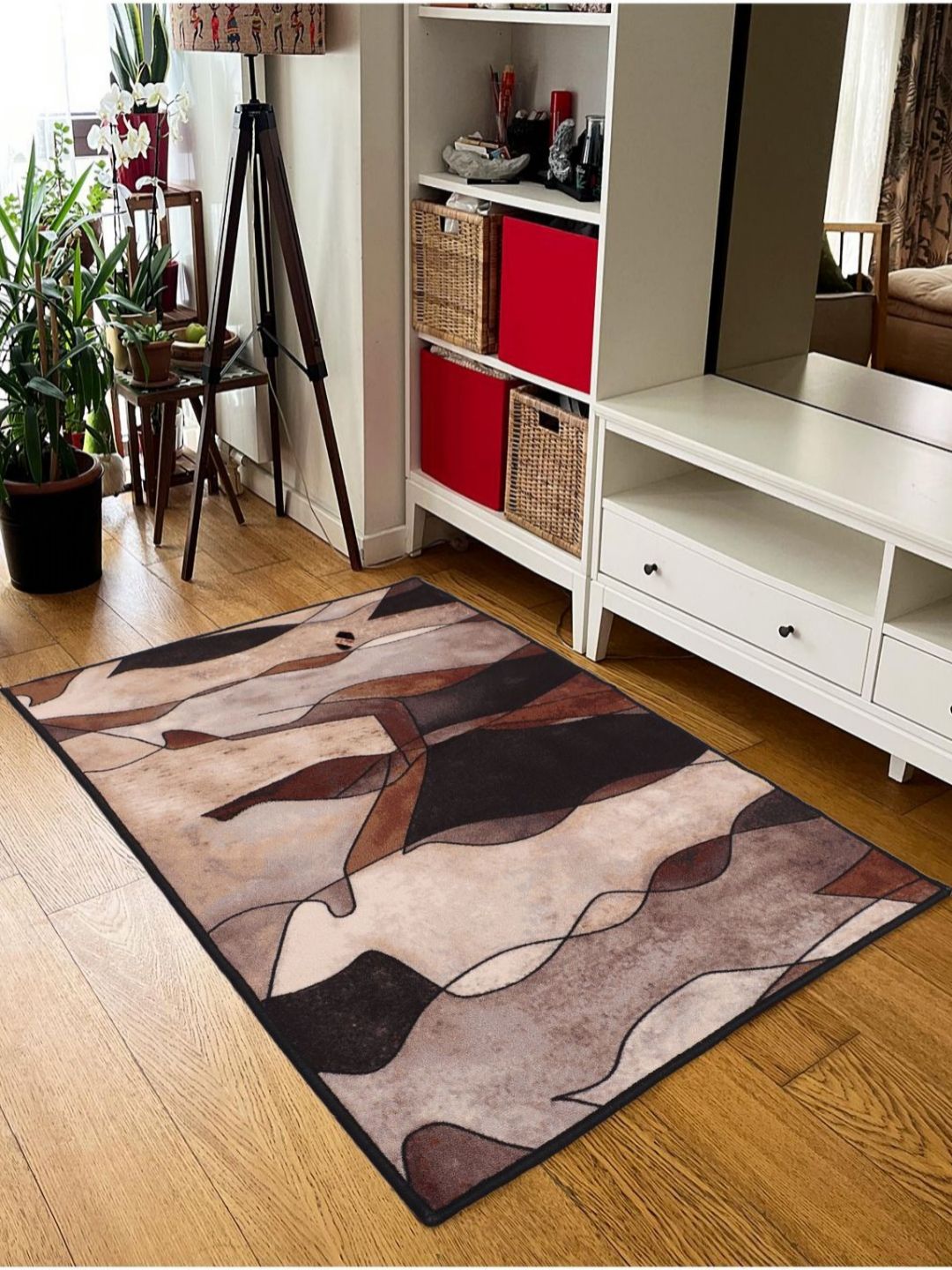 MODEFE Beige Abstract Anti-Skid Nylon Carpet-picture-47
