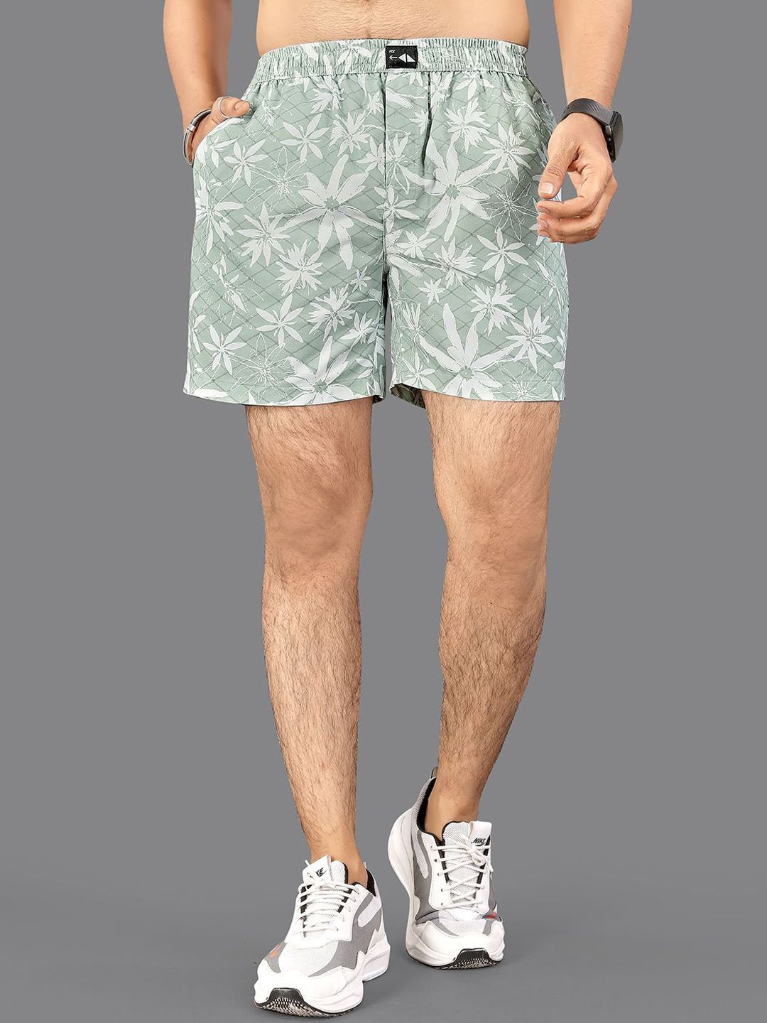 FTX Men Floral Printed Regular Fit Cotton Shorts-image-28