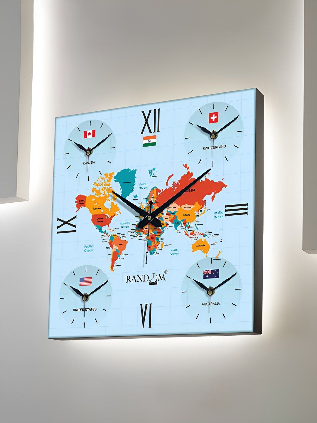 RANDOM Blue & Red Printed Wall Clock-image-12