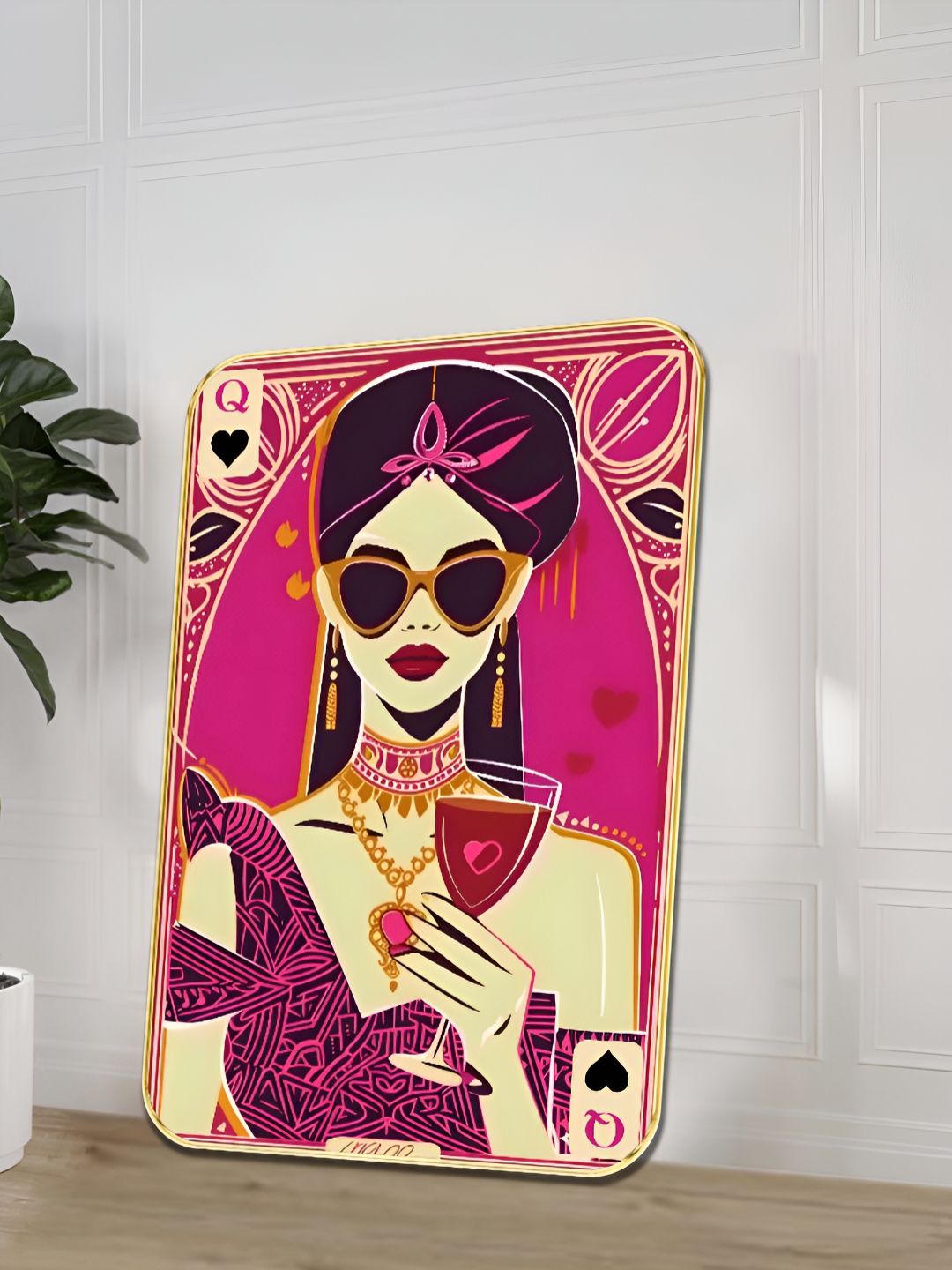 Myntra Elegant Homes Pink & Brown Printed Wooden Wall Art-picture-20