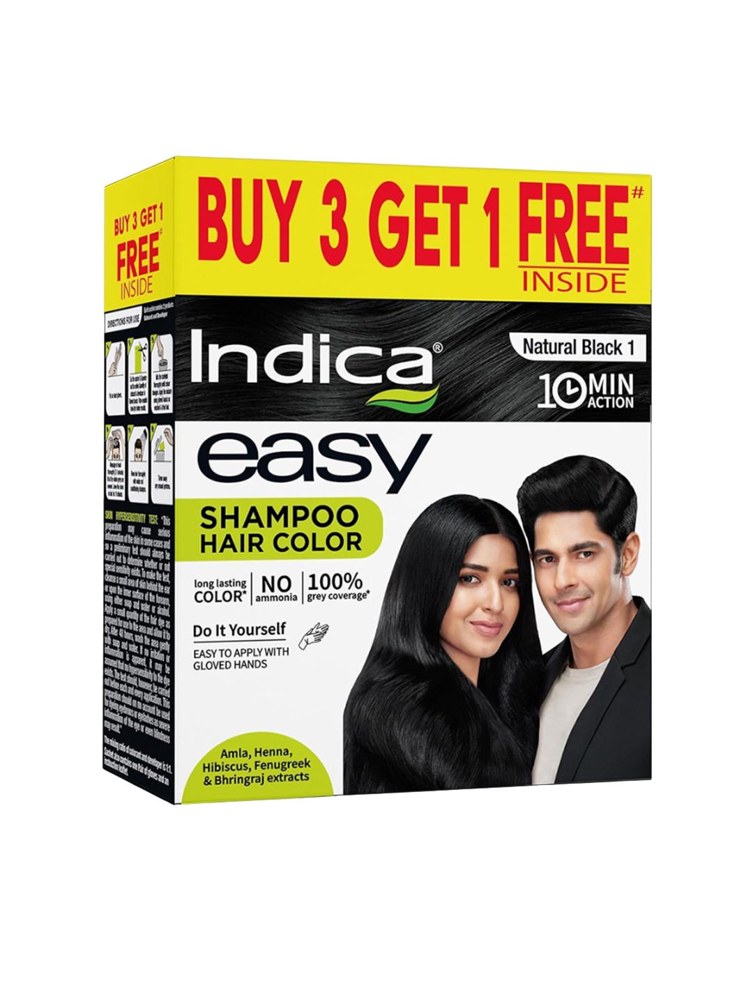 Indica Easy Shampoo Hair Color - 100 ml - Natural Black 1-image-33