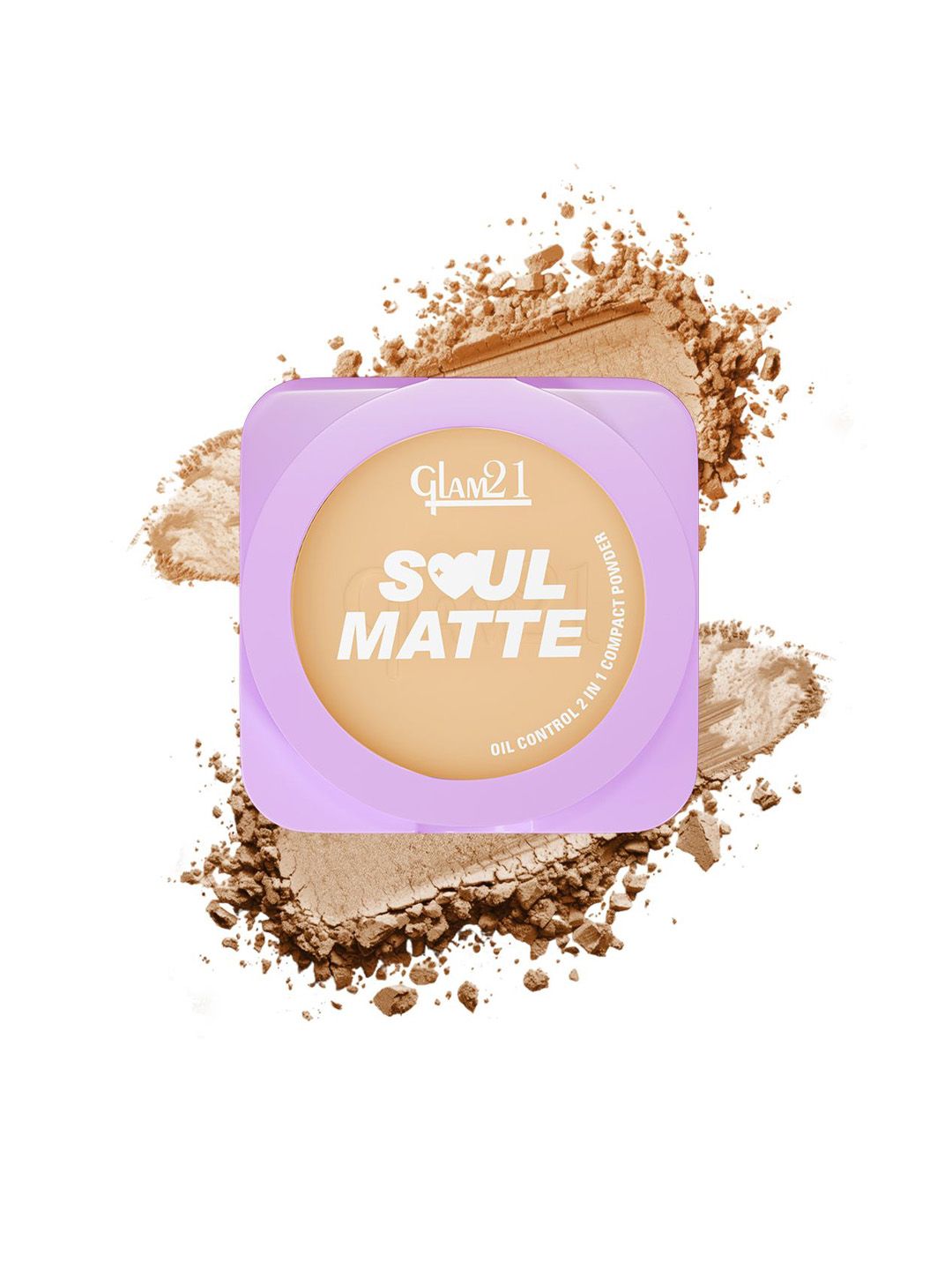 GLAM21 Soul Matte Compact Matte & Shimmer Compact With Hyaluronic Acid- Toasted Almond