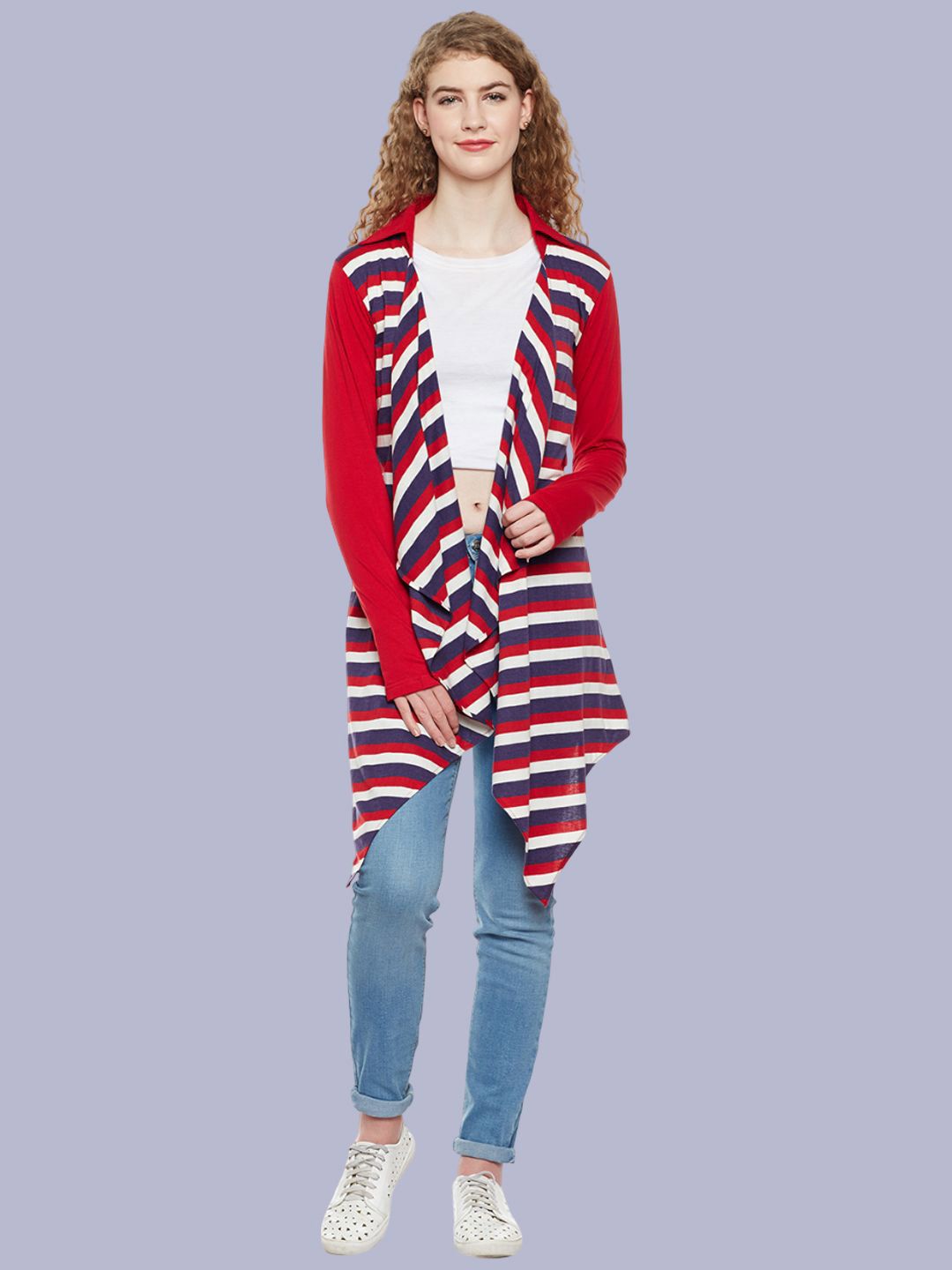 Hypernation Striped Open Front Cotton Shrug-image-38