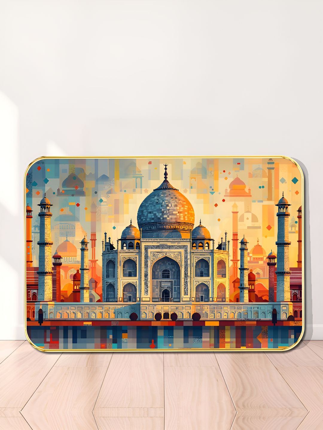 Myntra Elegant Homes Beige & Orange Taj Mahal Wooden Wall Art-picture-13