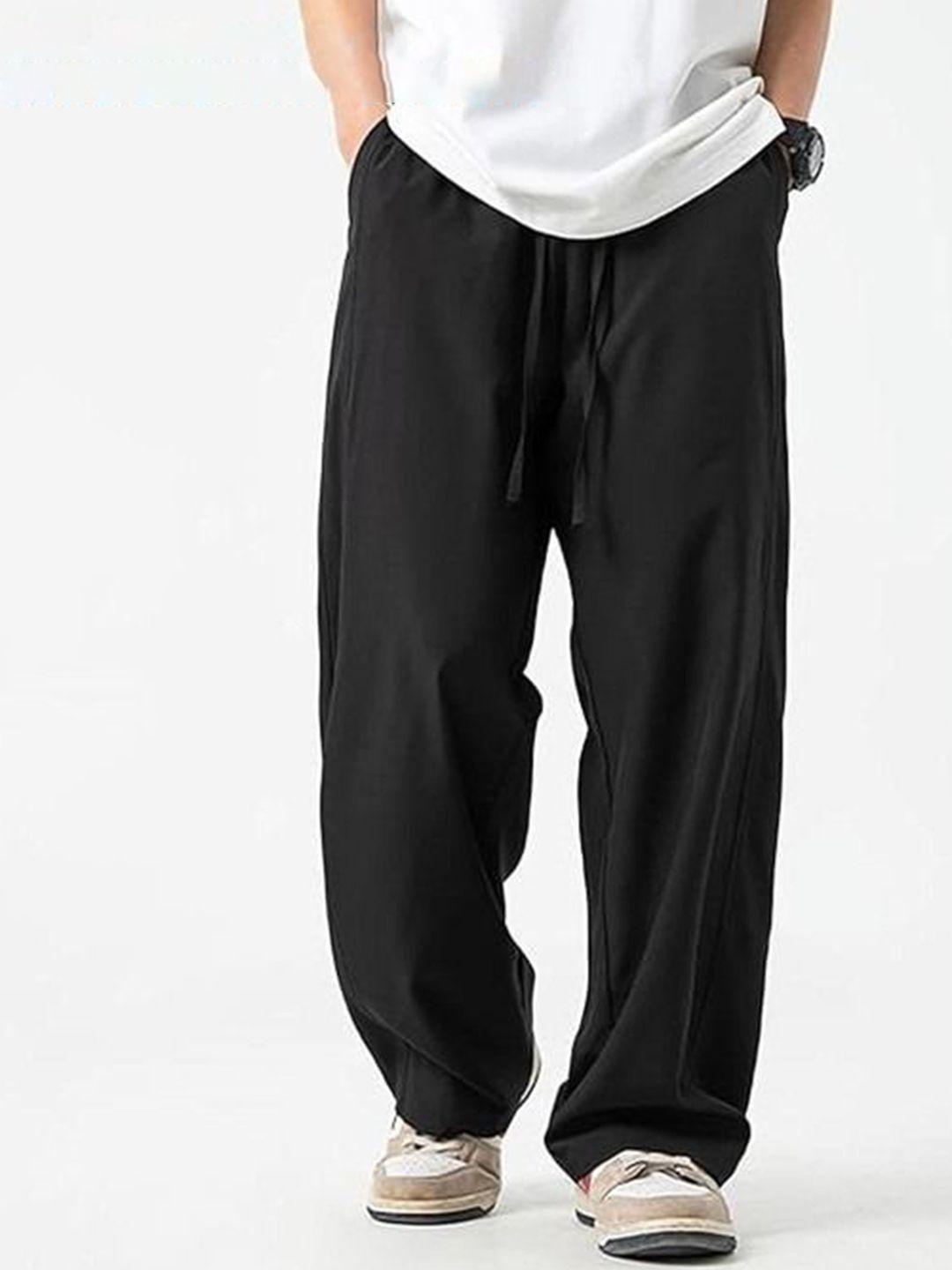 YOU FOREVER Men Solid Baggy Fit Original High-Rise Cotton Joggers Trousers-picture-13