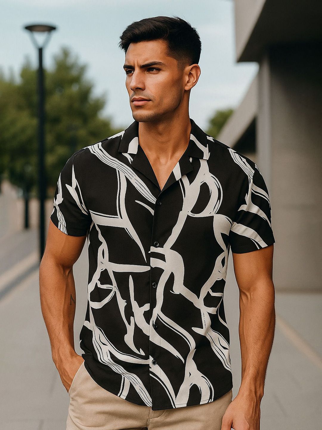 SWADESI STUFF Abstract Printed Comfort Regular Fit Shirt-picture-37