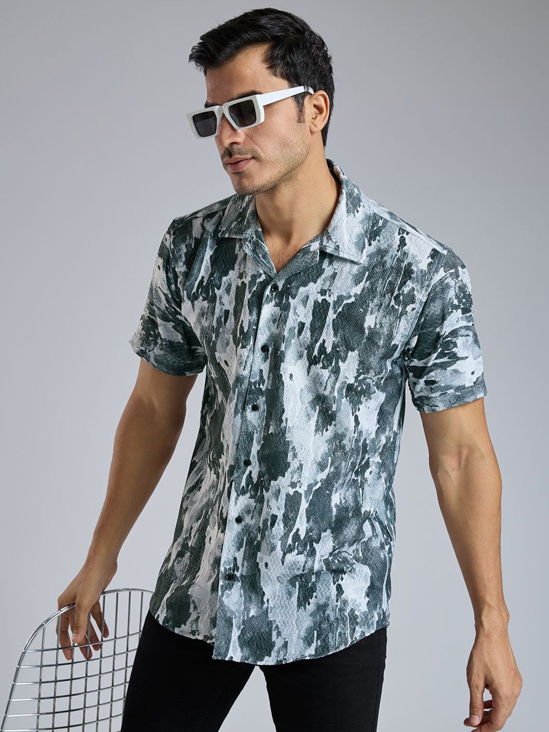 TATER GARMENTS Abstract Printed Spread Collar Straight Regular Fit Shirt-picture-10