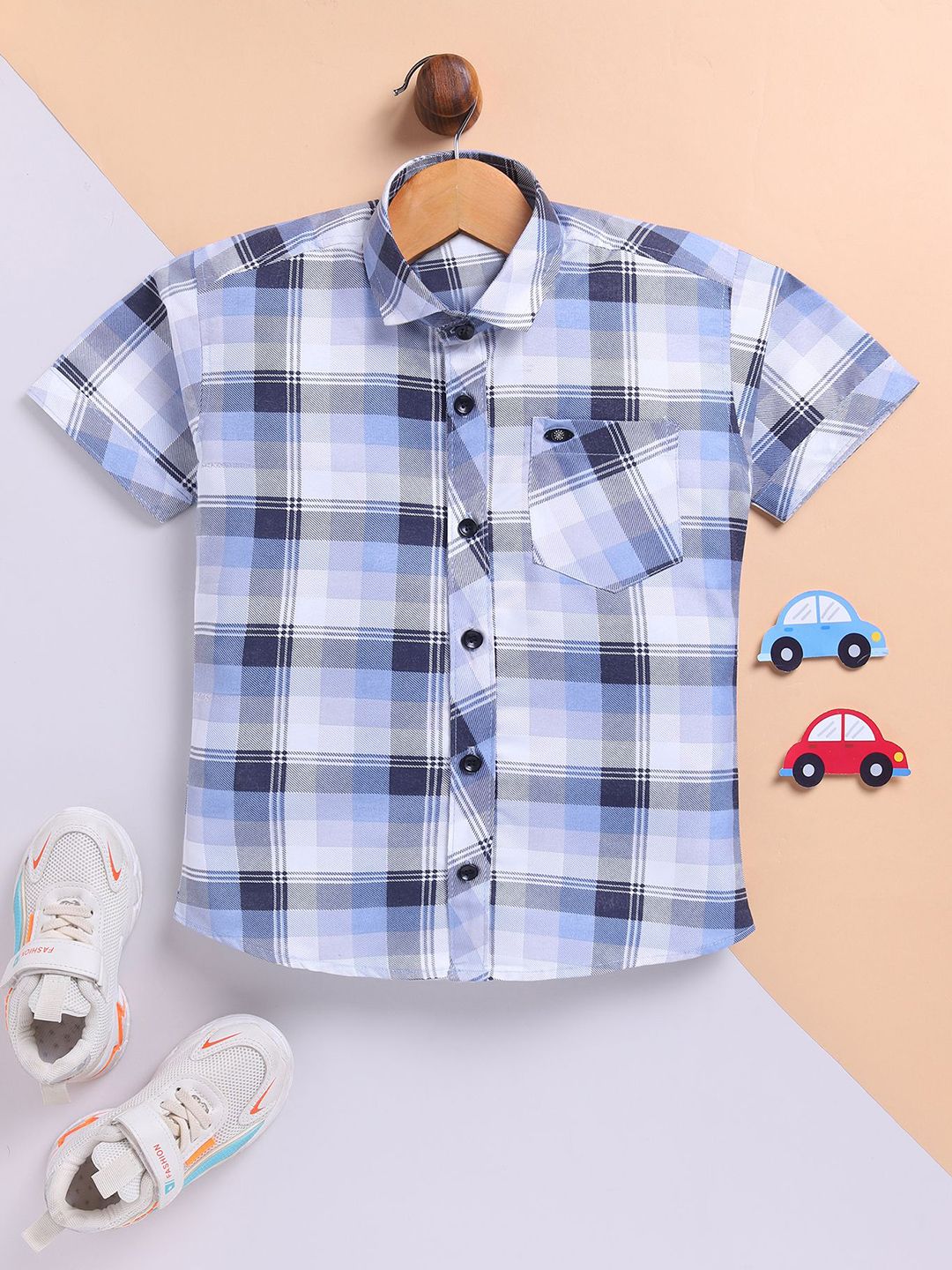 Toonyport Boys Buffalo Checked Spread Collar Cotton Casual Shirt-picture-24