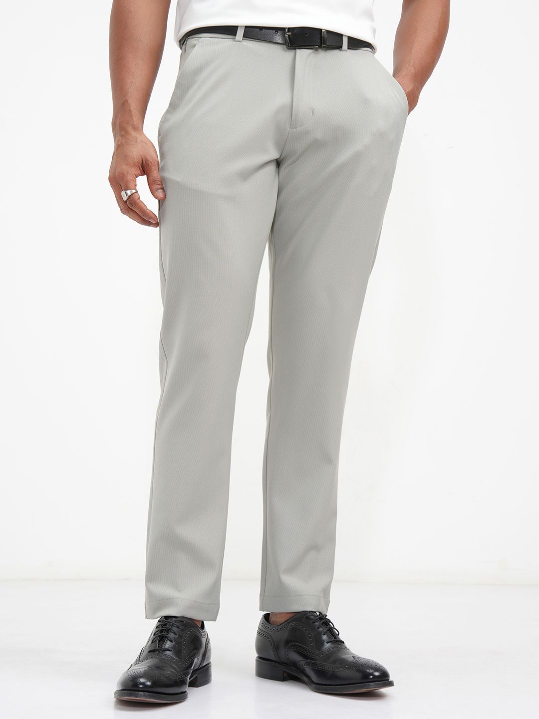 HIGHLANDER Men Solid Slim Fit Mid-Rise Flat-Front Formal Trousers-picture-41