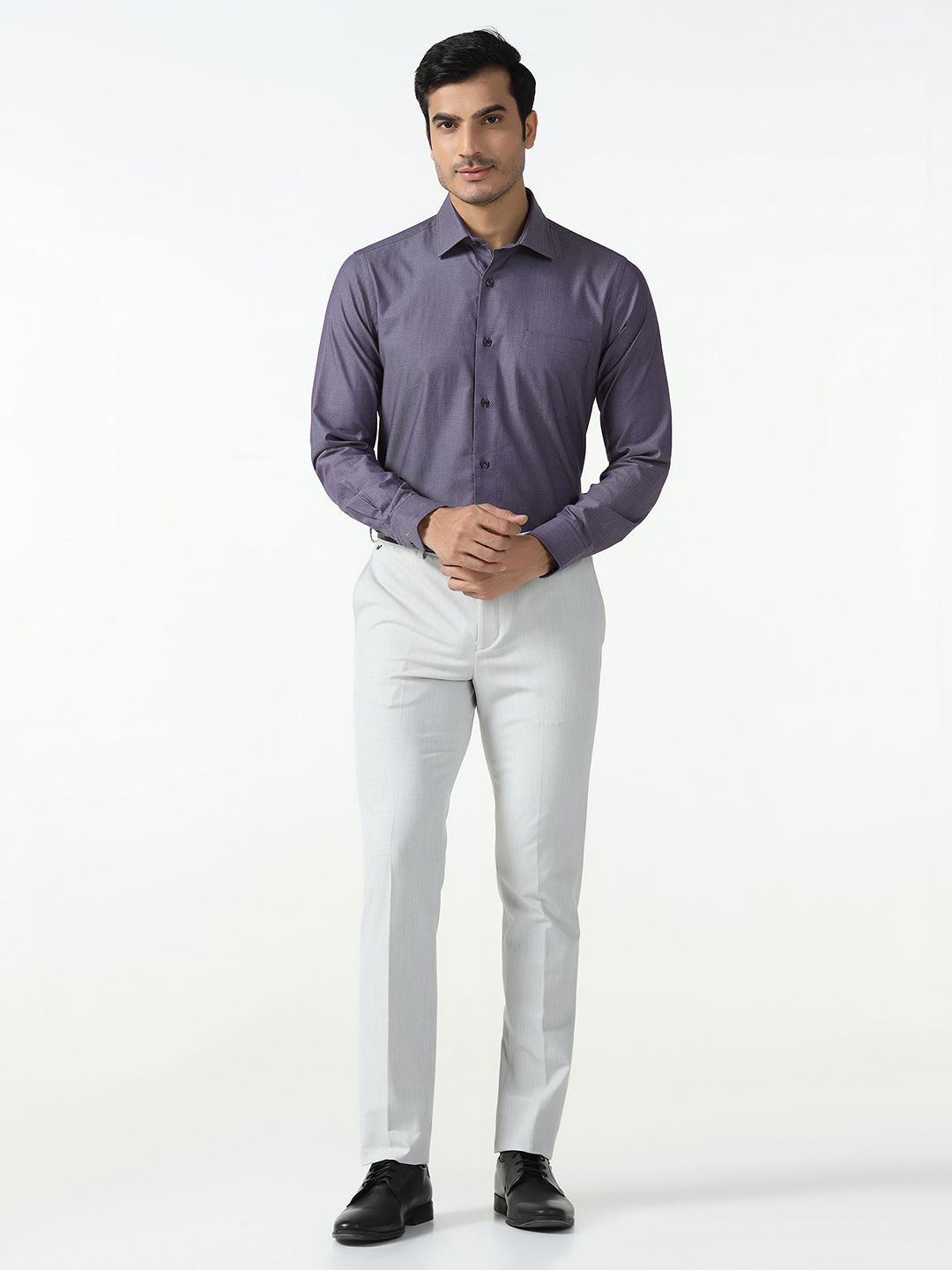 Blackberrys Men India Slim Fit Textured Spread Collar Pure Cotton Formal Shirt-picture-19